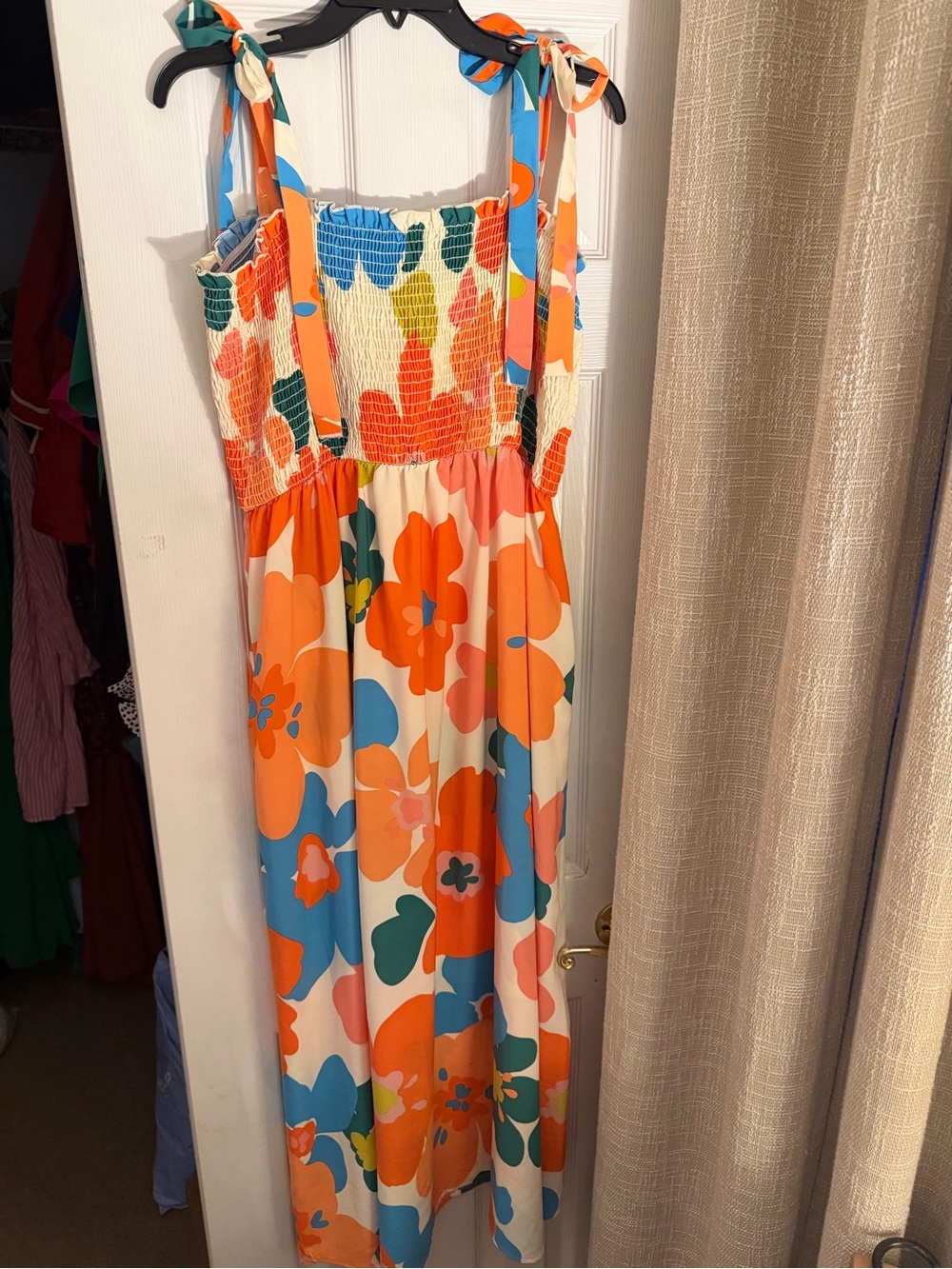 Hailey & Co Orange Blue Green Floral Maxi Dress